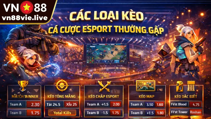 Cá cược Esport là gì? Hướng dẫn cược thể thao điện tử từ A-Z Các loại kèo cá cược Esport thường gặp