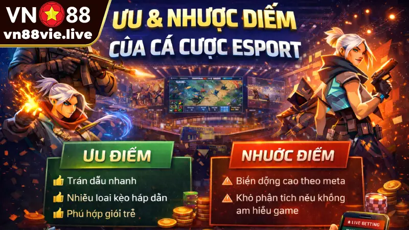 Cá cược Esport là gì? Hướng dẫn cược thể thao điện tử từ A-Z Ưu & Nhược điểm của cá cược Esport