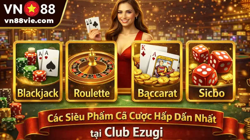 Các siêu phẩm cá cược hấp dẫn nhất tại sảnh Club Ezugi