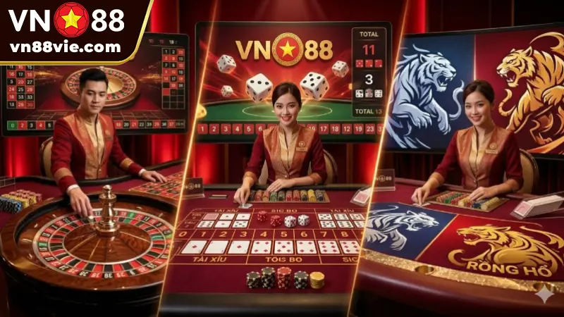 Sảnh Club Ezugi VN88 - Review Casino Á Đông tại VN88 Live Casino Ezugi VN88 Rồng Hổ, Sic Bo, Roulette Chuẩn VIP