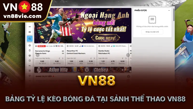 Bảng tỷ lệ kèo bóng đá tại sảnh Thể Thao VN88